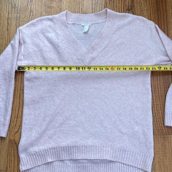 H&M Wool Blend Oversized V-Neck Pull Over Soft Pink Sweater Women’s Size Medium - Picture 9 of 10